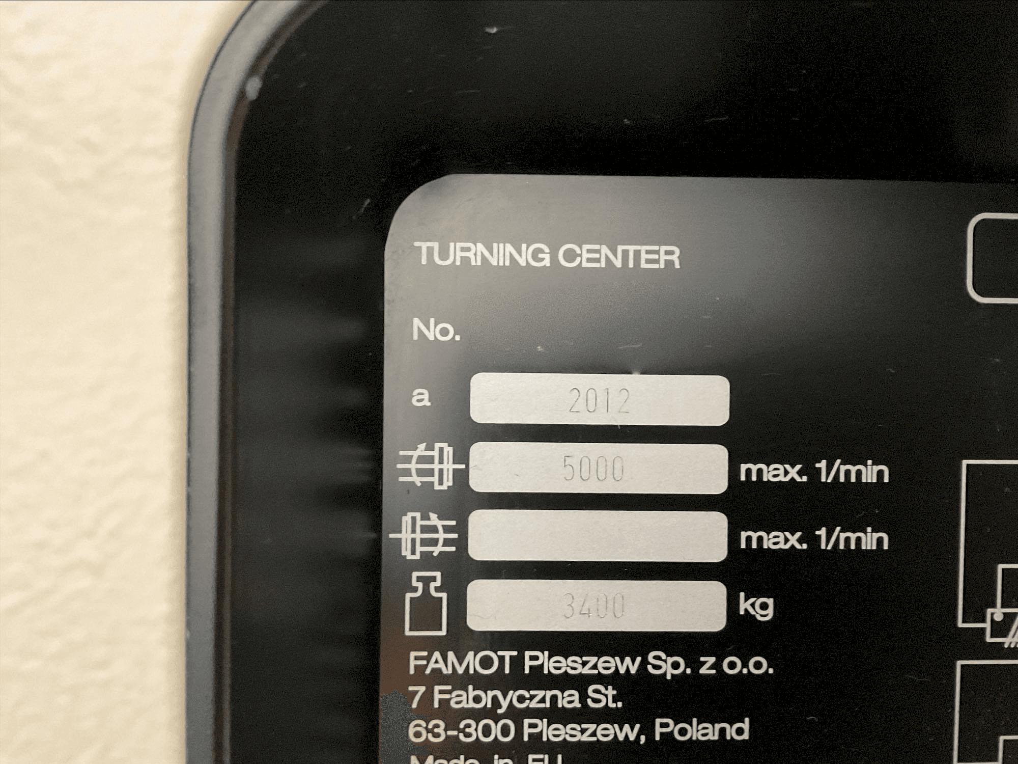 Targhetta identificativa della macchina DMG MORI CTX 310 ecoline