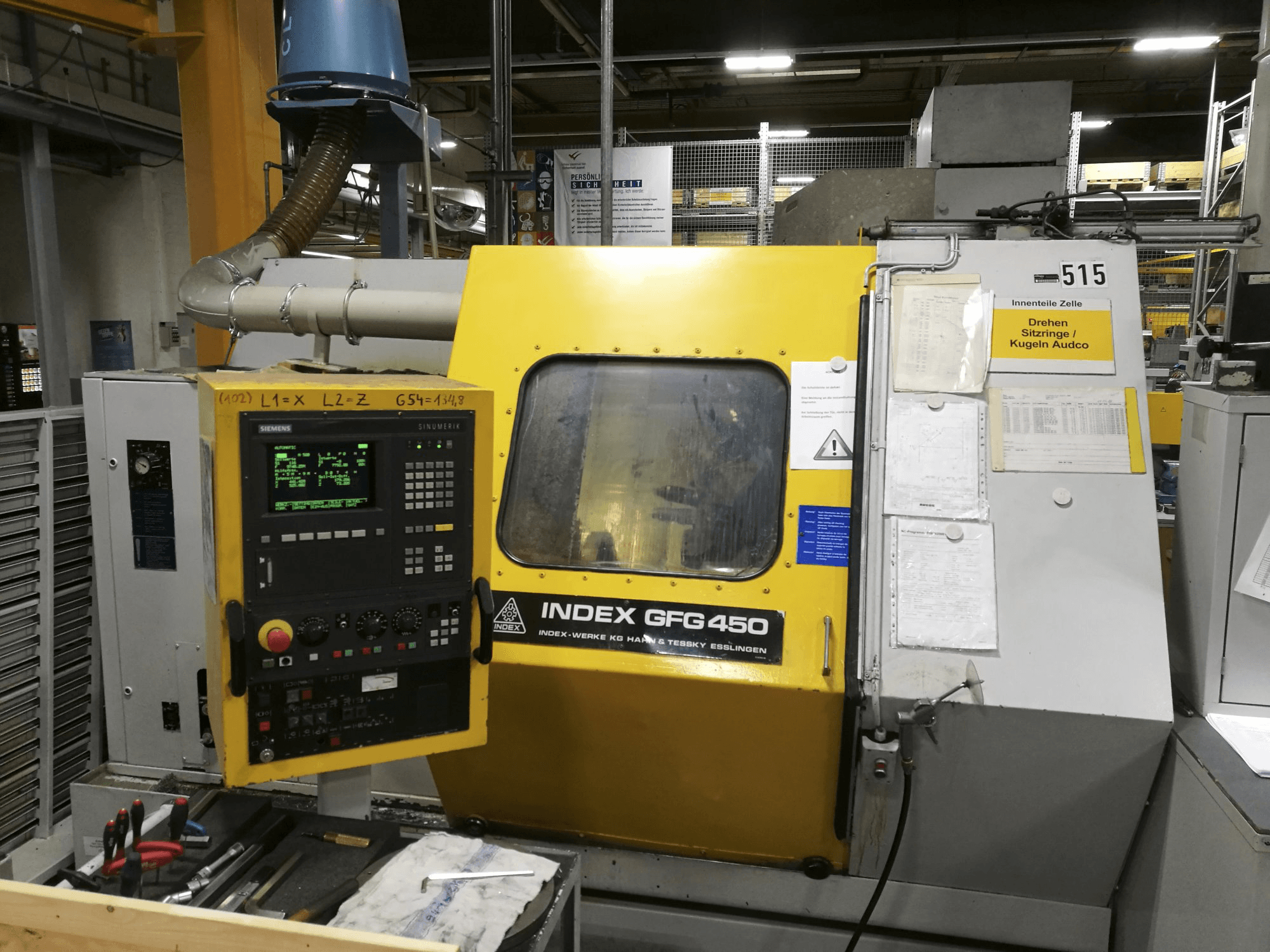 Vista frontale della macchina Index GFG 450