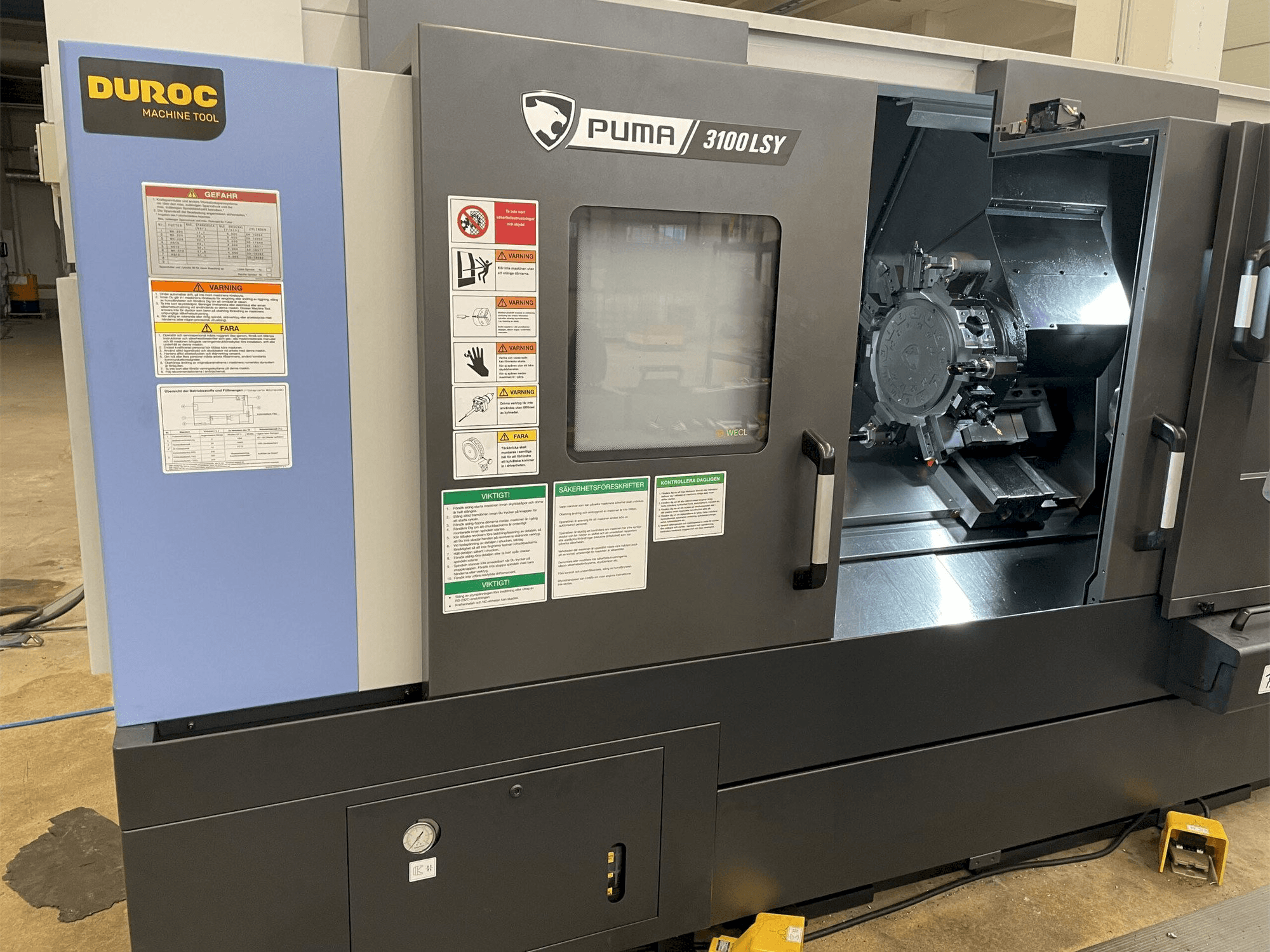 Vista frontale della macchina Doosan Puma