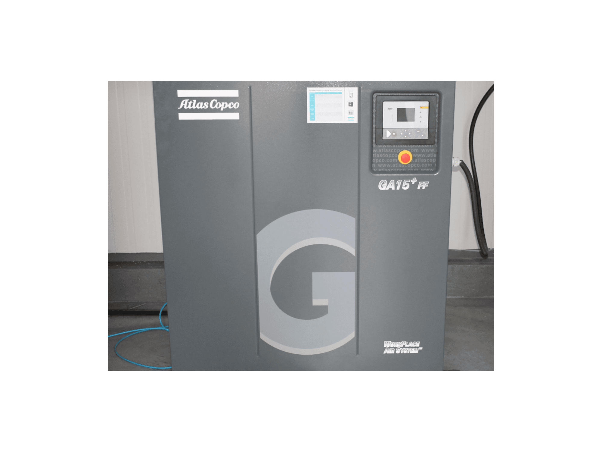Vista frontale della macchina Atlas Copco Ga15 + FF