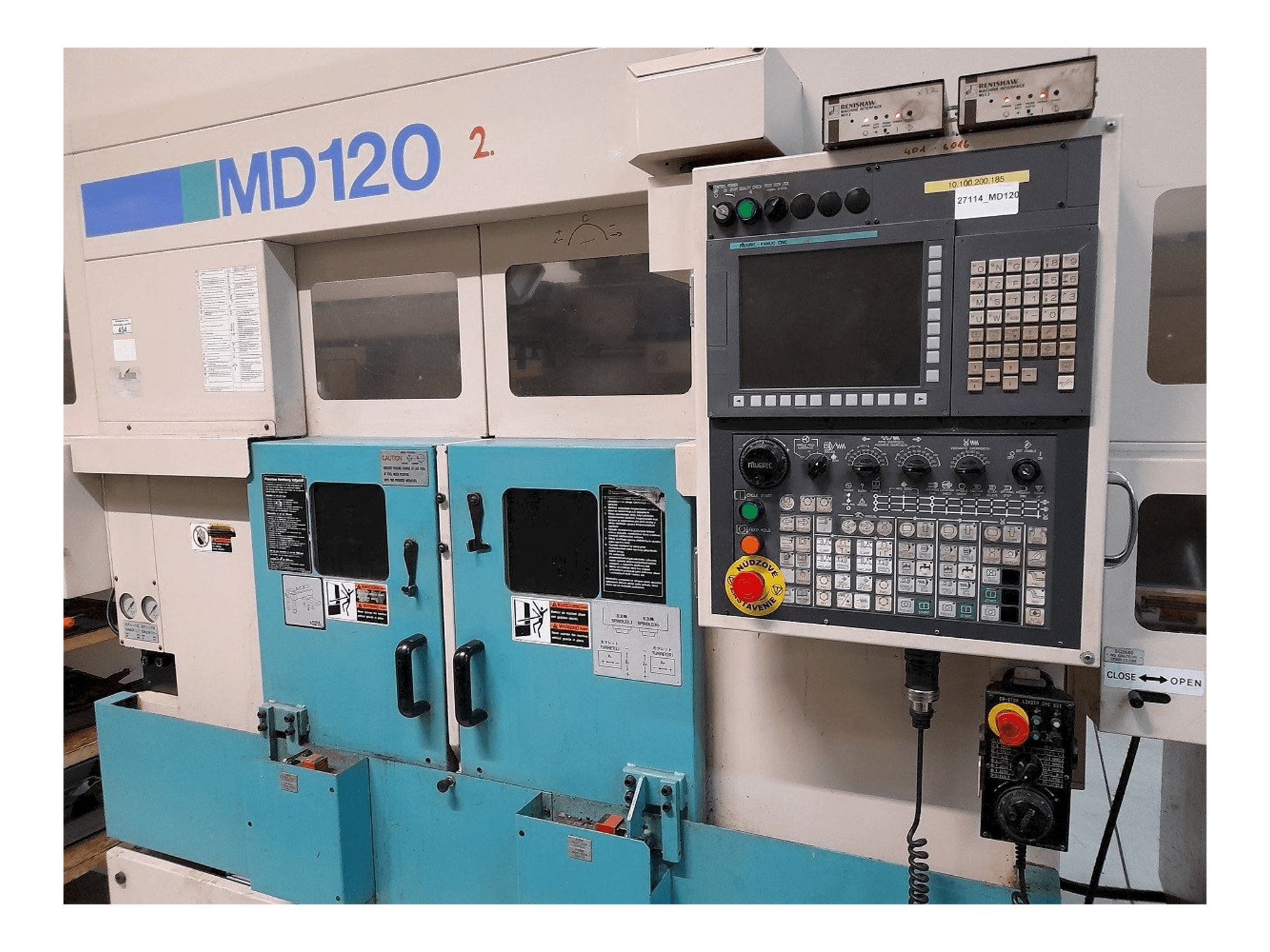 Vista frontale della macchina Muratec MD120 + MS60