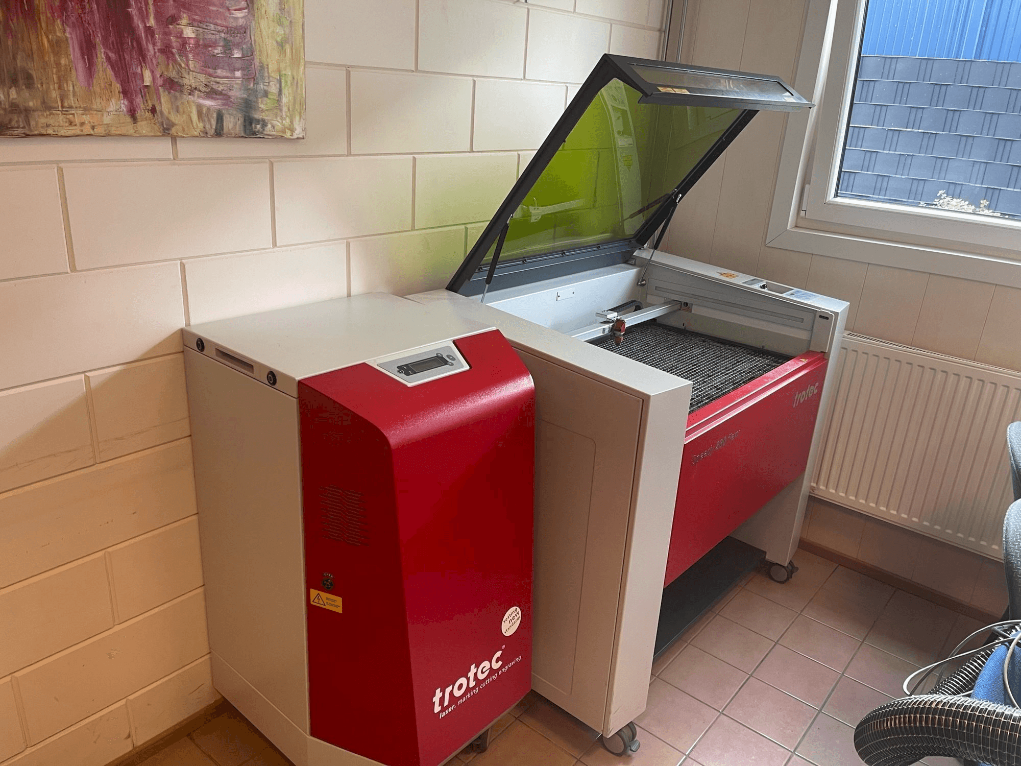 Vista frontale della macchina Trotec Speedy 360 flexx