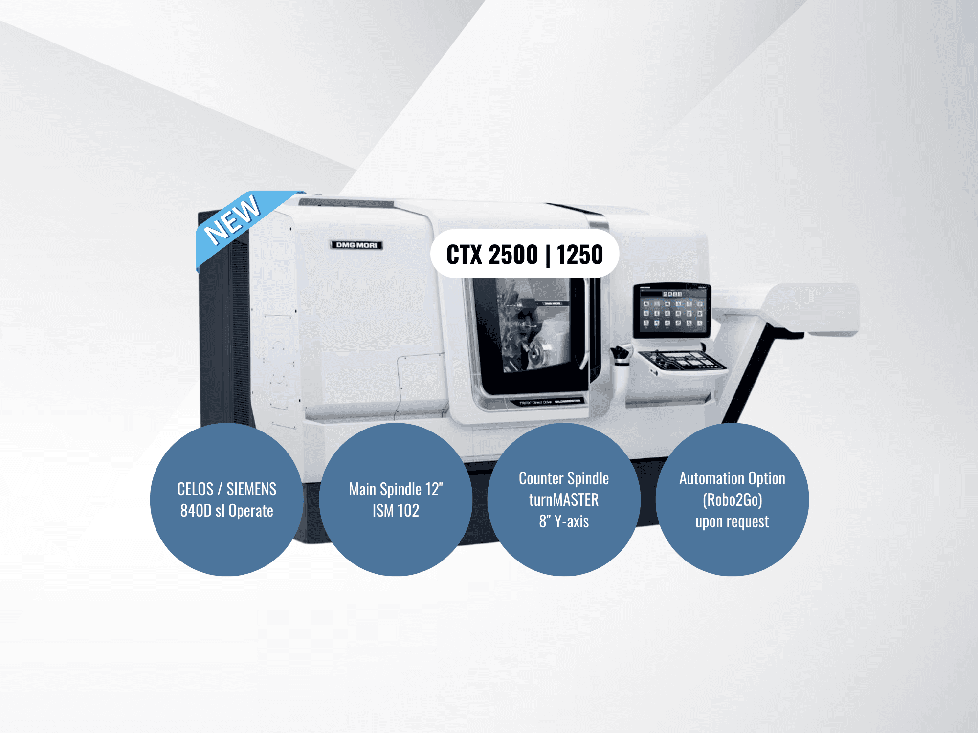 Vista frontale della macchina DMG MORI CTX 2500/1250